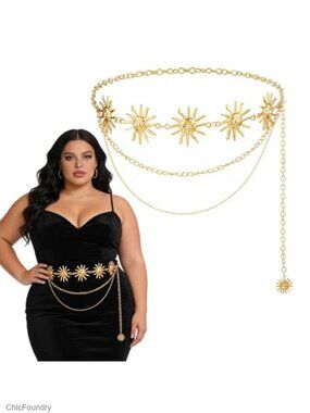 Multi Layer Gold Chain Belt for Dresses Plus Size Adjustable Waist Chain